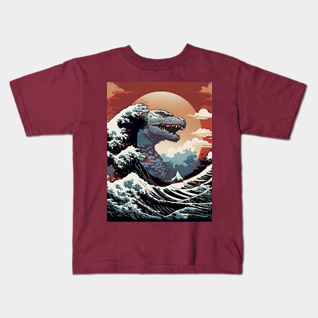 Kanagawa Monster Kids T-Shirt by Rogue Clone